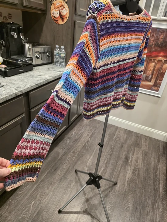 Colorful Crochet Square Pullover Sweater - Picture 6 of 6